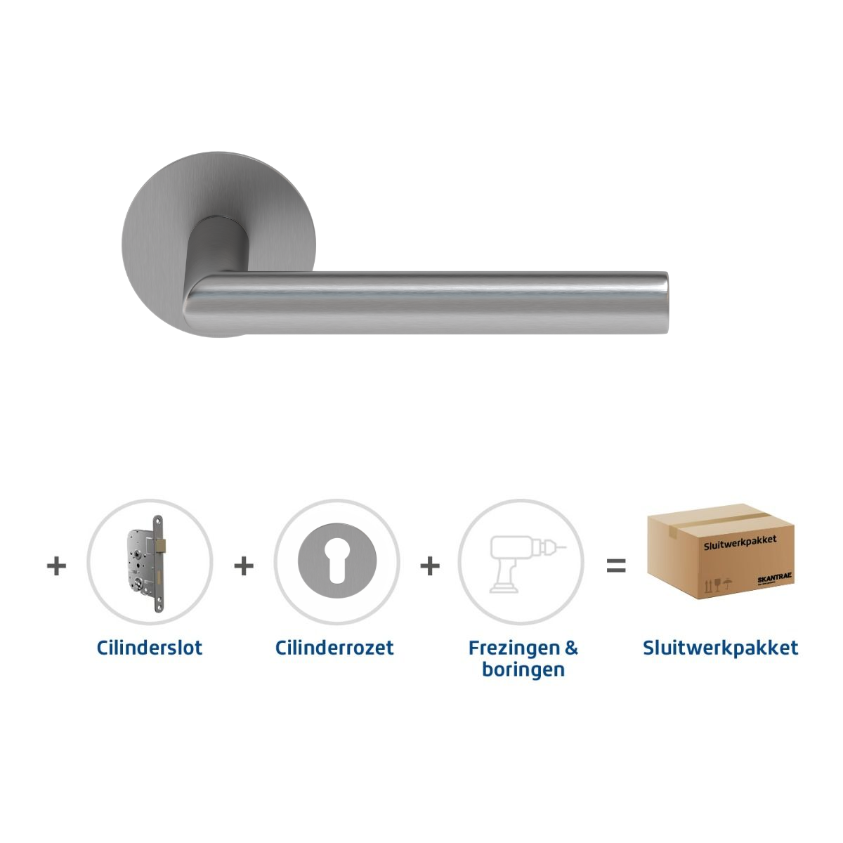 Sluitwerkpakketten met Deurkruk Orbit 19 Flat RVS